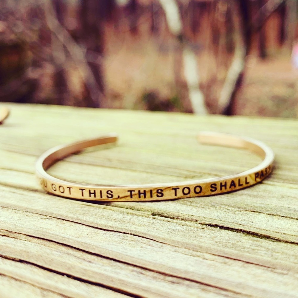 A chic, elegant & high quality Mantra cuff or bangle that serves as reminder!